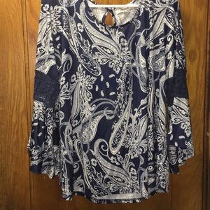 Fringe Benefits Women’s Blue Paisley Blouse